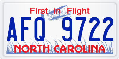 NC license plate AFQ9722