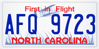 NC license plate AFQ9723