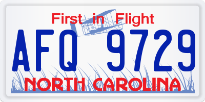 NC license plate AFQ9729