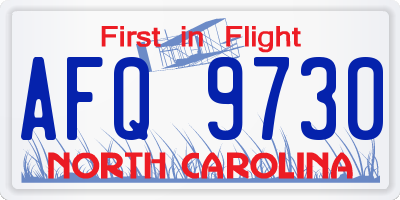 NC license plate AFQ9730