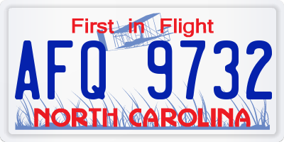 NC license plate AFQ9732
