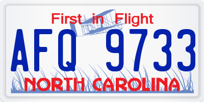 NC license plate AFQ9733