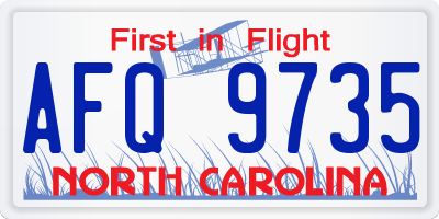 NC license plate AFQ9735