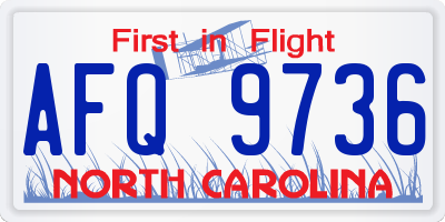 NC license plate AFQ9736