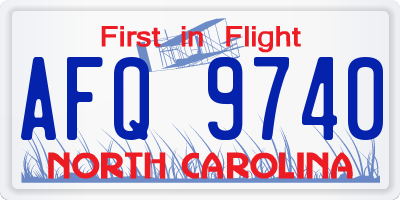 NC license plate AFQ9740