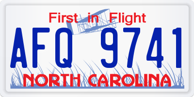 NC license plate AFQ9741