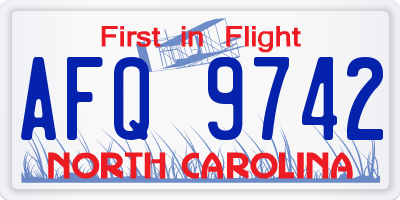 NC license plate AFQ9742