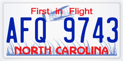 NC license plate AFQ9743