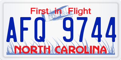 NC license plate AFQ9744