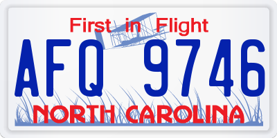 NC license plate AFQ9746