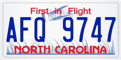 NC license plate AFQ9747