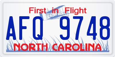NC license plate AFQ9748