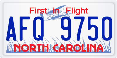 NC license plate AFQ9750