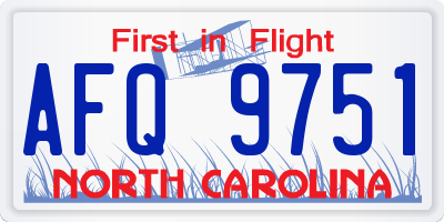 NC license plate AFQ9751