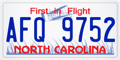 NC license plate AFQ9752