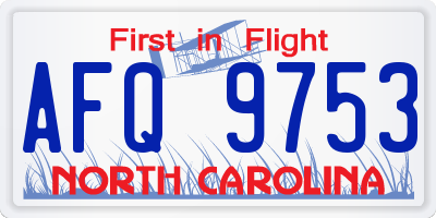 NC license plate AFQ9753