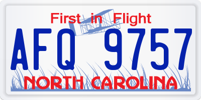 NC license plate AFQ9757