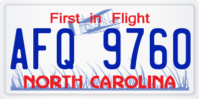 NC license plate AFQ9760