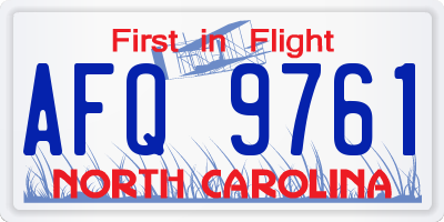 NC license plate AFQ9761