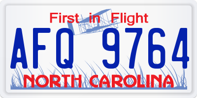 NC license plate AFQ9764