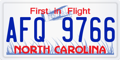 NC license plate AFQ9766