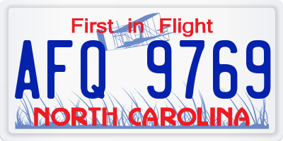 NC license plate AFQ9769