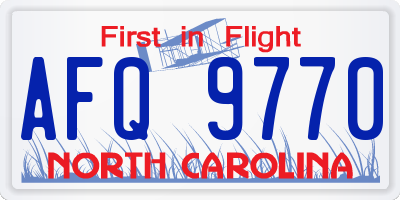 NC license plate AFQ9770