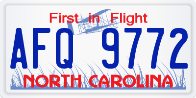 NC license plate AFQ9772