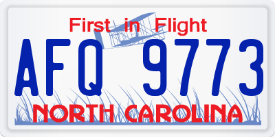 NC license plate AFQ9773