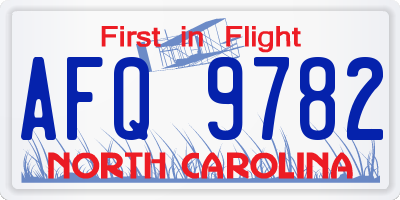 NC license plate AFQ9782