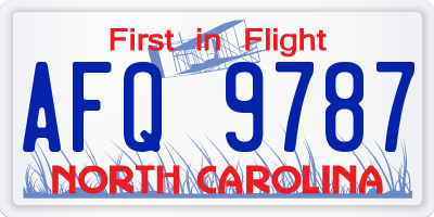 NC license plate AFQ9787