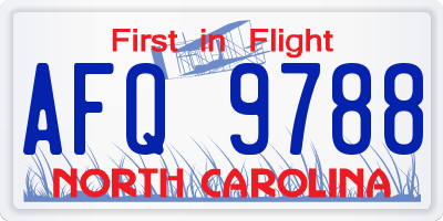 NC license plate AFQ9788