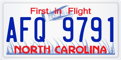 NC license plate AFQ9791