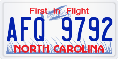 NC license plate AFQ9792