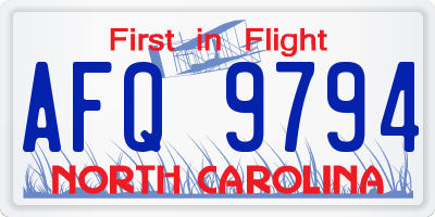 NC license plate AFQ9794