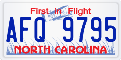 NC license plate AFQ9795