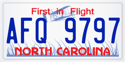 NC license plate AFQ9797
