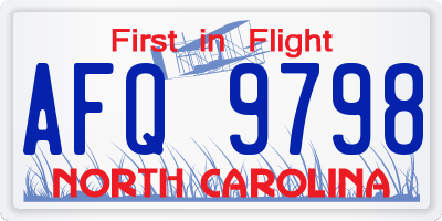 NC license plate AFQ9798