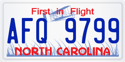 NC license plate AFQ9799