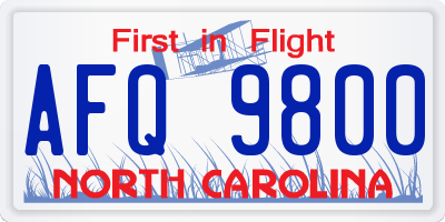NC license plate AFQ9800