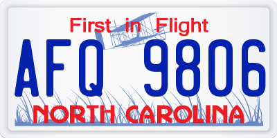 NC license plate AFQ9806