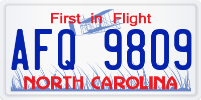 NC license plate AFQ9809