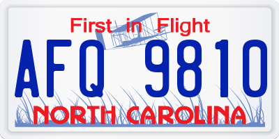 NC license plate AFQ9810