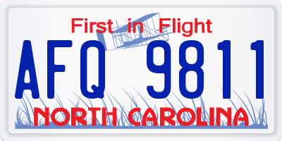 NC license plate AFQ9811