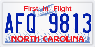 NC license plate AFQ9813