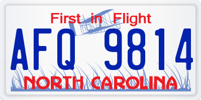 NC license plate AFQ9814