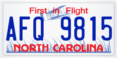 NC license plate AFQ9815