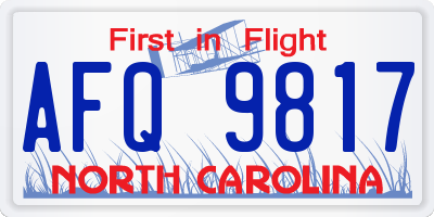 NC license plate AFQ9817