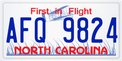 NC license plate AFQ9824