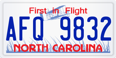 NC license plate AFQ9832